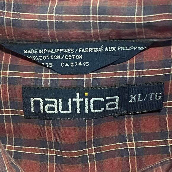 Nautica Cotton Plaid Short Sleeve Men's Button Down Size Extra Large - Picture 4 of 6